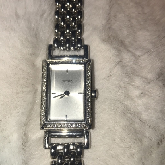 Authentic COACH Ladies Crystal Bezel Silver Dial Watch - Picture 2 of 12